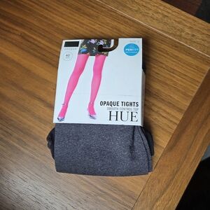HUE Size 3 Charcoal Graphite Heather Opaque Tights Control Top 40 Denier